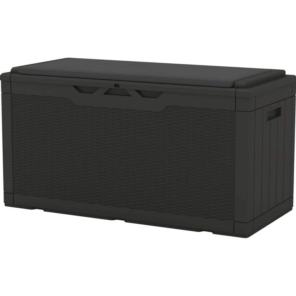 Patiowell Classics 100 Gal. Black Resin Deck Box with Soft Cushion