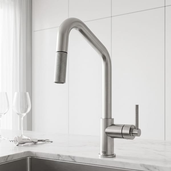 VIGO Utopia 14 in. H Single Handle Pull-Down Sprayer Kitchen Bar