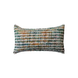 Varicolored Polyester 24 in. x 12 in. Striped Woven Cotton Blend Boucle Lumbar Throw Pillow