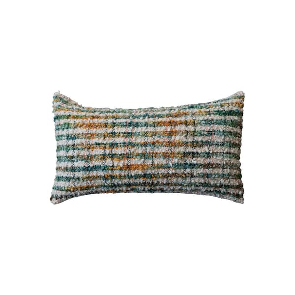 Storied Home Varicolored Polyester 24 in. x 12 in. Striped Woven Cotton Blend Boucle Lumbar Throw Pillow