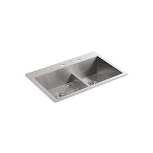 Vault 33 in. Drop-in/Undermount Double Bowl Stainless Steel Kitchen Sink