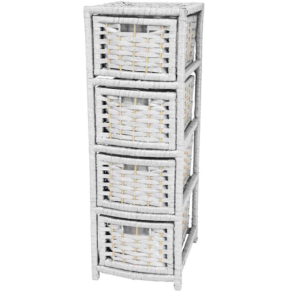 Oriental Furniture 4-Drawer White Natural Fiber Occasional Trunk