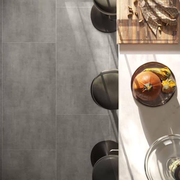 Unico Gray Matte 24 in. x 48 in. Concrete Look Porcelain Floor and Wall Tile (15.50 sq. ft./Case)