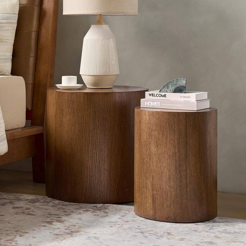 Lisa 20 in. Walnut Round Wood End Table with No Assembly Required - thumbnail 2