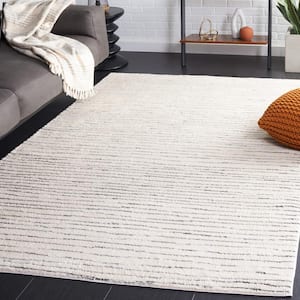 Melody Ivory/Black 7 ft. x 7 ft. Striped Square Area Rug