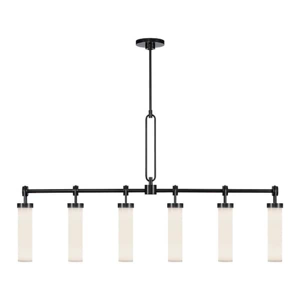 ALORA Wynwood 52 in. 6 Light 60-Watt Urban Bronze/Glossy Opal Pendant Light