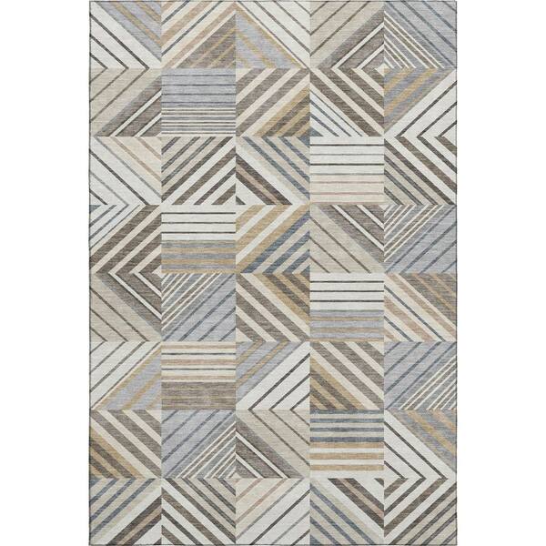 Mayfield Premium Machine Washable Abstract AMF2399 Ivory 10 ft. x 14 ft. Area Rug
