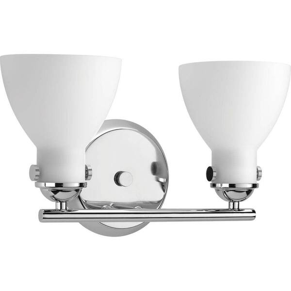 Progress Lighting Fuller Collection 2-Light Polished Chrome Bathroom Vanity Light with Glass Shades