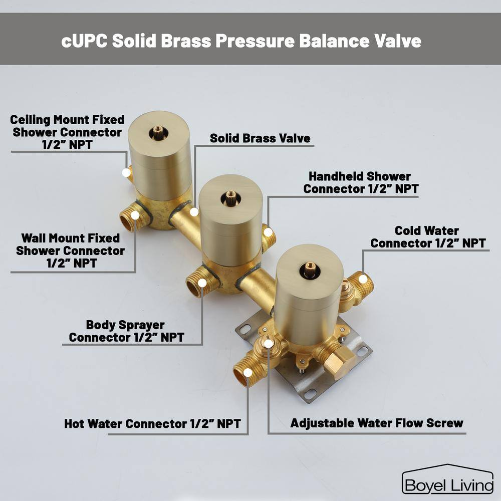 Brushed Gold Dual Rain and Handheld Shower System