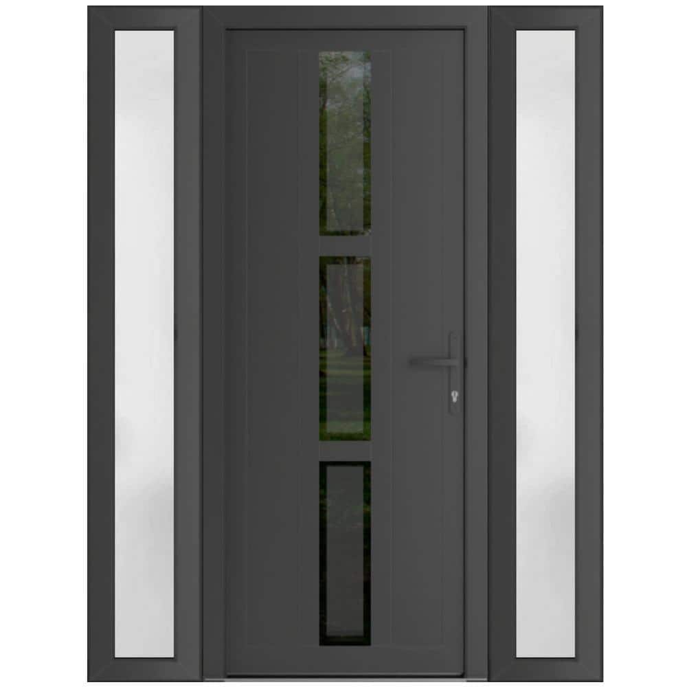 60 in. x 80 in. Left-hand/Inswing Mirrored Glass Antracite Grey Steel Prehung Front Door with Hardware price history on PriceWatchPro