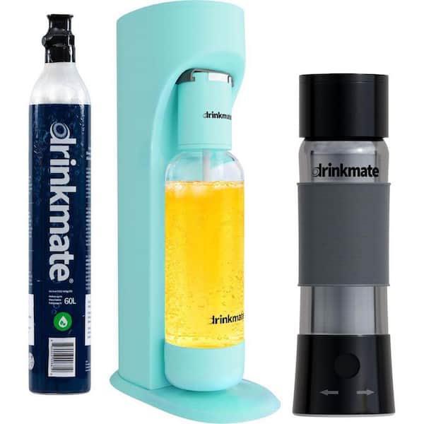 Arctic Blue Sparkling Water and Soda Maker Machine Bundle with 1-60L CO2 Cylinder and 10x 8g CO2 Chargers