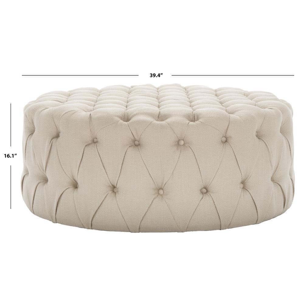 Charlene 39" Gold Tufted Round Cocktail Ottoman
