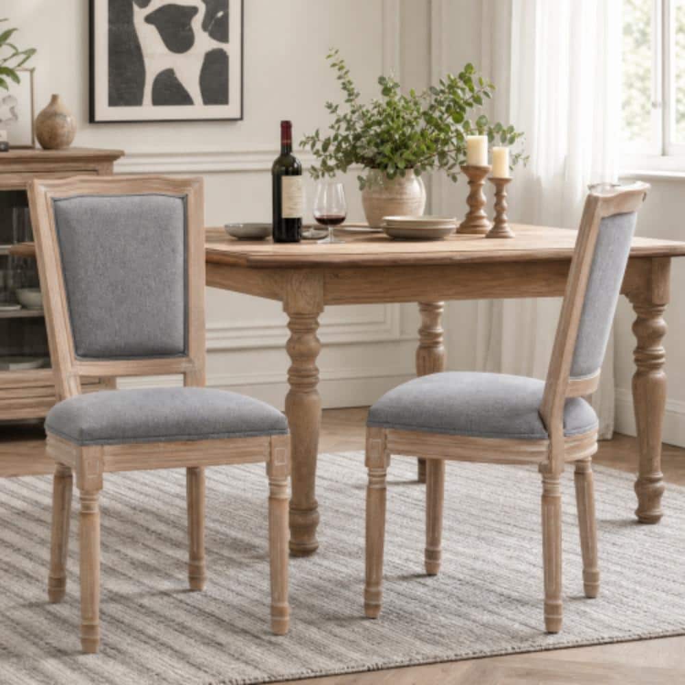 Farmhouse 2-Piece High-Back Linen Dining Chair – Grey price history on PriceWatchPro