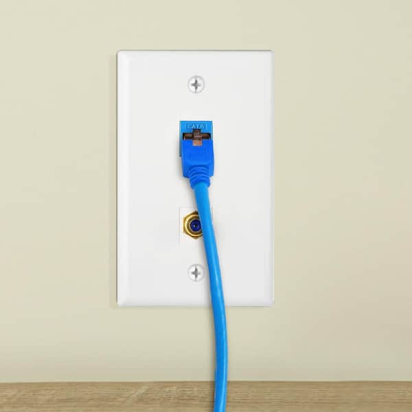 White Ethernet and Coaxial Wall Plate, 1-Gang (5-Pack)