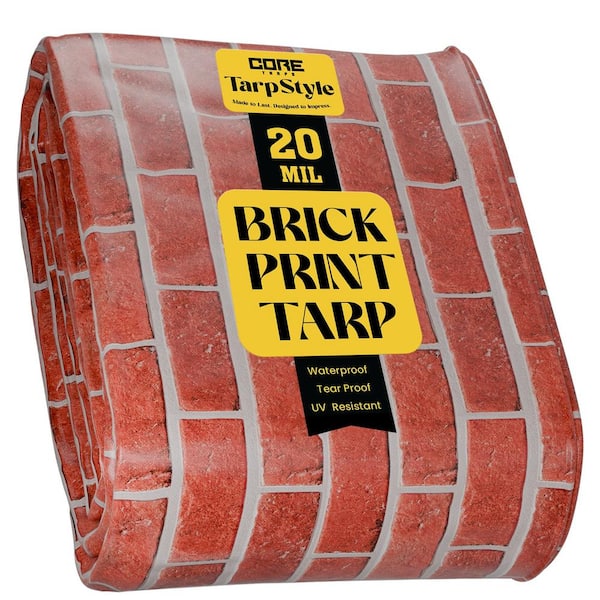 CORE TARPS 18 ft. X 24 ft., Bricks/Black, Extreme Heavy Duty 20 Mil Tarp Cover, Waterproof, UV Resistant