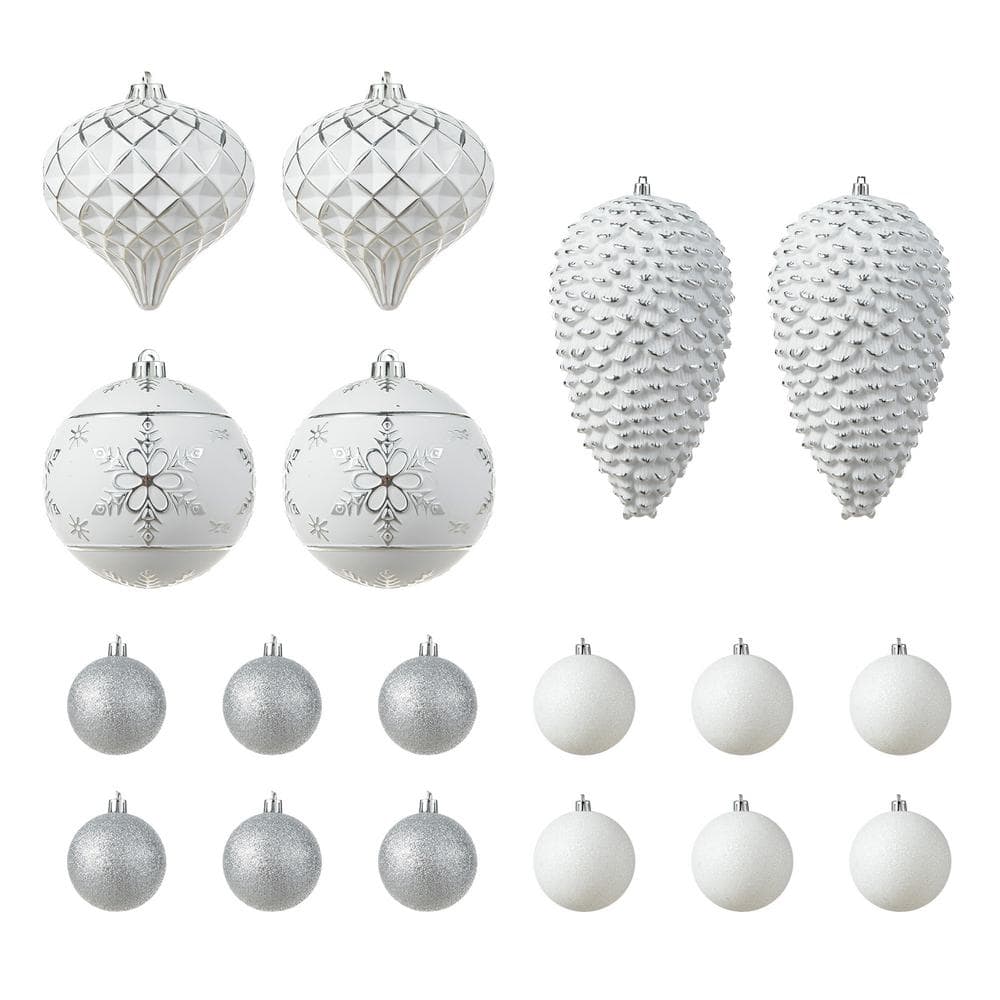18 CT Christmas Elegant Silver Deluxe Large Shatterproof Ornaments price history on PriceWatchPro