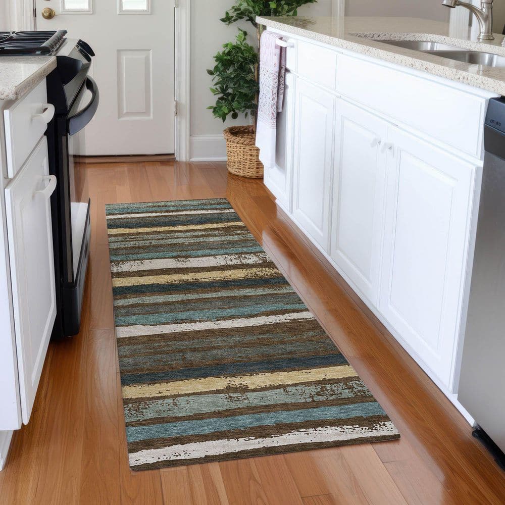Mayfield Premium Machine Washable Abstract AMF1019 Fudge 2 ft. 3 in. x 7 ft. 6 in. Runner Rug price history on PriceWatchPro