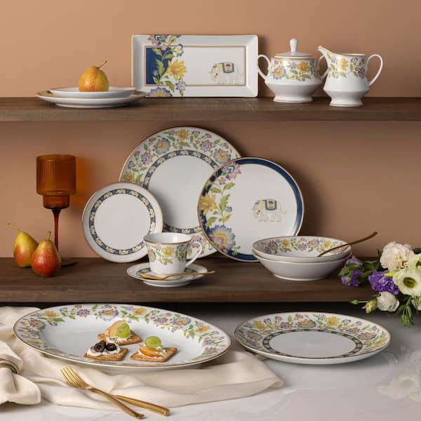 k　ジュフヌレ-ルティーフォーツ-セット　ノリタケ Noritake Tusker Garden 6 in. (Multi) Porcelain Saucers, Set of 4
