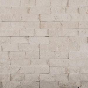 Myra White Splitface Ledger Panel 6 in. x 24 in. Natural Limestone Wall Tile (10 Cases/60 sq. ft./Pallet)
