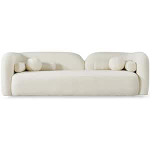 Bodur 93 in. Round Arm 3-Seater Sofa in Ivory