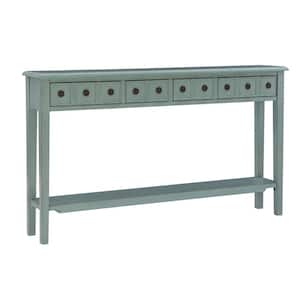 Robin 60 in. W Teal Rectangle Wood Top Long Console Table