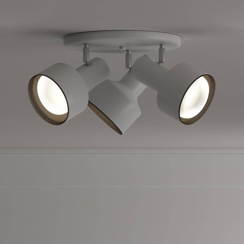 Modern 3-Light Multi-Directional White Glass Flush Mount Ceiling Fixture