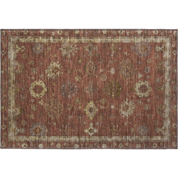 Mayfield Premium Machine Washable Abstract AMF2045 Paprika 2 ft. x 3 ft. Accent Rug