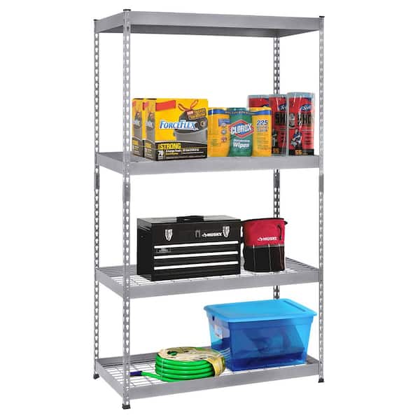 4-Tier Heavy Duty Steel Garage Storage Shelving Unit in Silver (36 in. W x 72 in. H x 18 in. D)