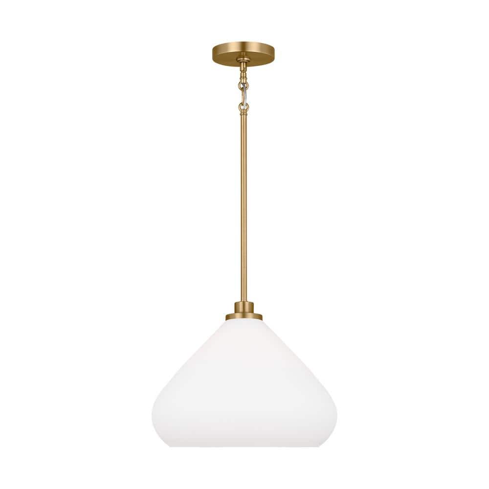 Margo 1-Light Satin Brass Shaded Pendant Light with Etched Opal Glass price history on PriceWatchPro