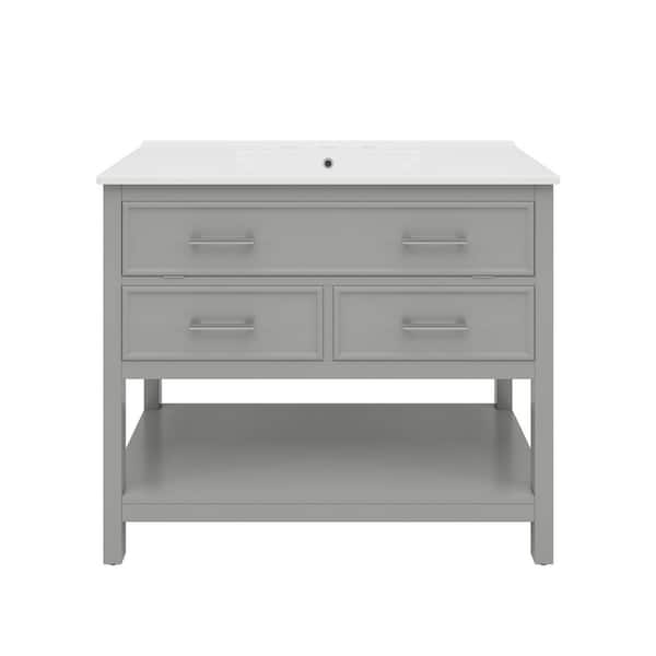 36"  Bathroom Vanity with Ceramic Sink in Gray