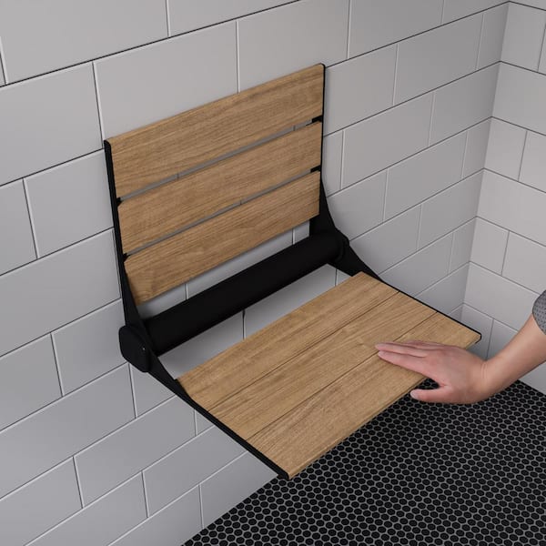 Wall Mounted Shower Seat in Natural Wood