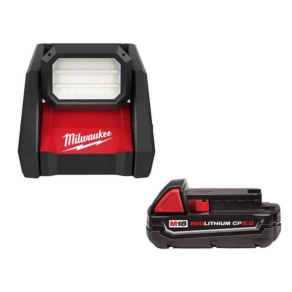 M18 GEN-2 18-Volt Lithium-Ion Cordless 4000 Lumens ROVER LED AC/DC Flood Light and (1) 2Ah Battery