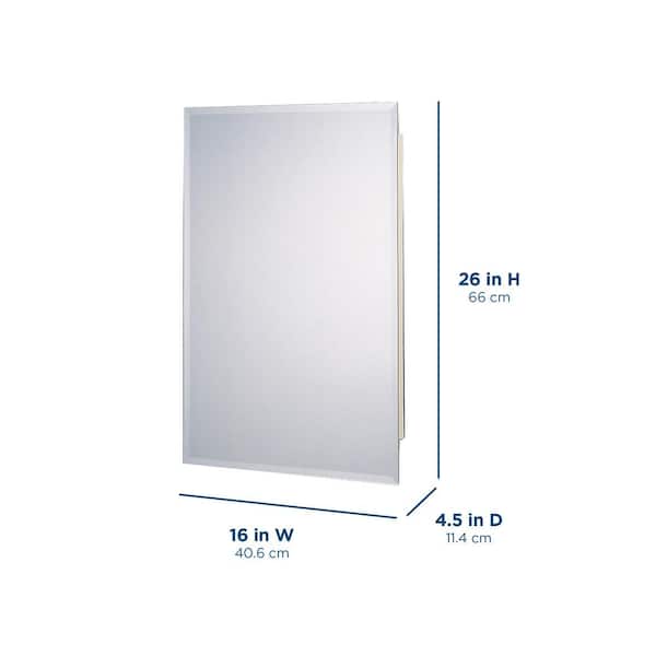 Zenith Frameless Beveled over-the-Mirror Rectangle Corner Medicine Cabinet,  14.25 x 36, White 
