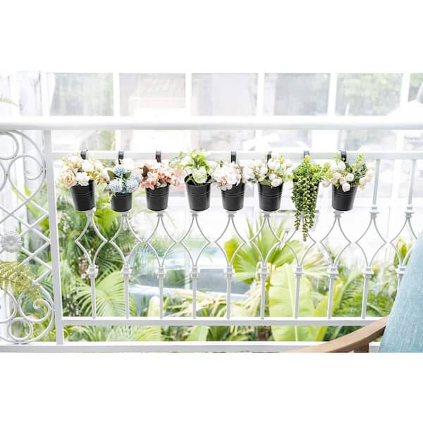 3.8 in. L x 3.8 in. W x 7.7 in. H 0.63 qt. Hanging Flower PotsBlack Metal Iron Hanging Flower Pot Planter 10-Pack