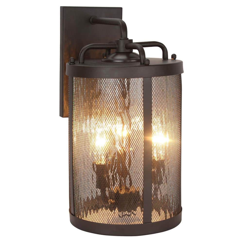 3-Light Bronze Outdoor Wall Lantern Sconce