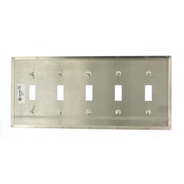 NIB Leviton 86023 5-Gang Ivory Toggle Switch Wall Plate 