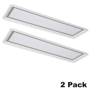Augusta 50 in. x 15 in. Satin Nickel, White 4000 Lumens CCT Selectable LED Flush Mount Ceiling Light (2-Pack)