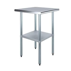 24 in. x 24 in. Stainless Steel Kitchen Utility Table with Adjustable Bottom Shelf