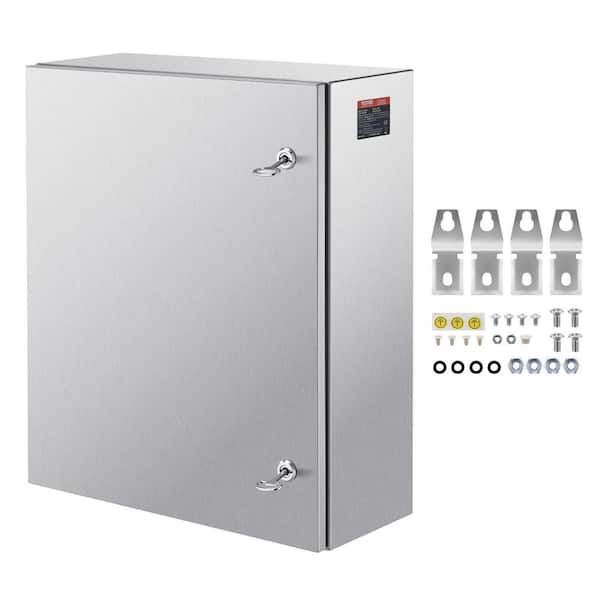 Steel Electrical Box, 24 x 20 x 8 in. 304 Electrical Enclosure Box, Mounting Plate Hinges Lock, IP66 Waterproof