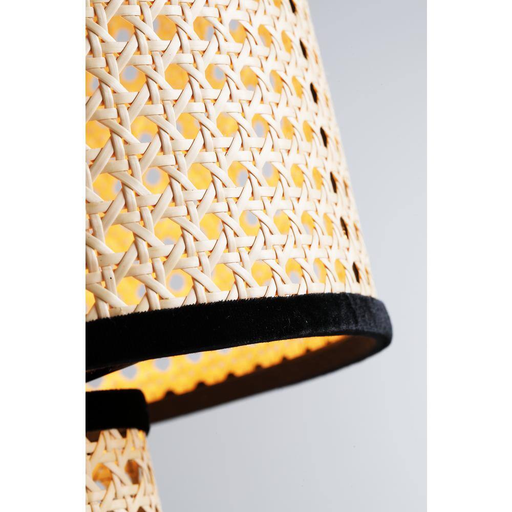 Nakuv 22'' Black Metal Table Lamp with Rattan Shade and USB Port
