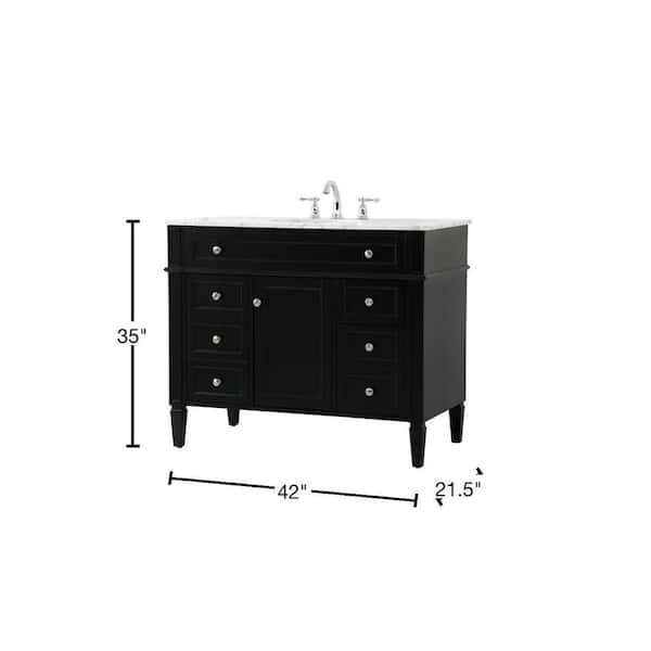 Single Bathroom Vanity With Shelves Black Marble 42 Inch