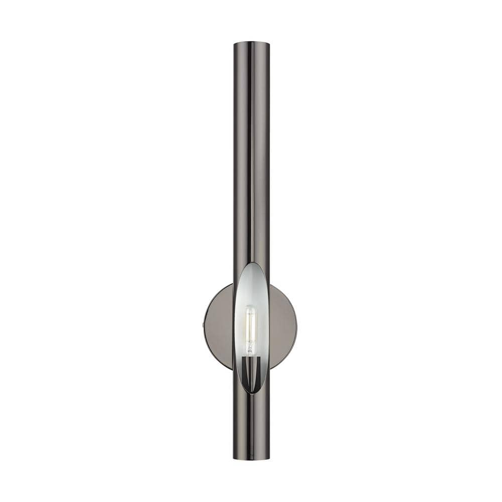 Acra Minimalistic Black Chrome 1-Light Sconce with Hand-Welded Shade