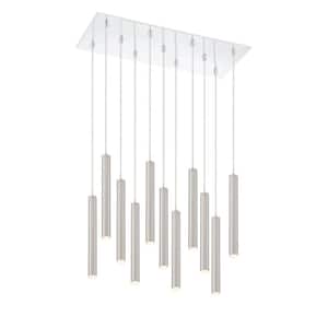 Forest 5 W 11 Light Chrome Integrated LED Shaded Chandelier with Brushed Nickel Steel Shade