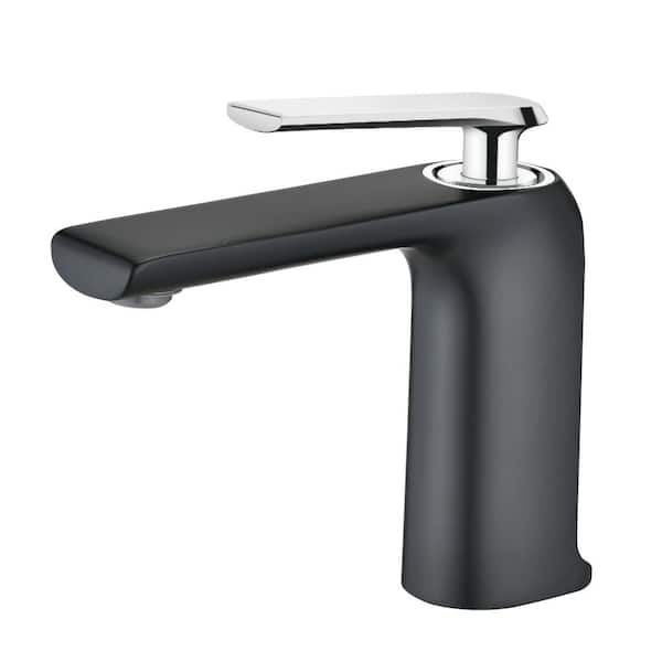 Flynama Single Handle Single Hole Low-Arc Surface Mount Bathroom Faucet in Matte Black
