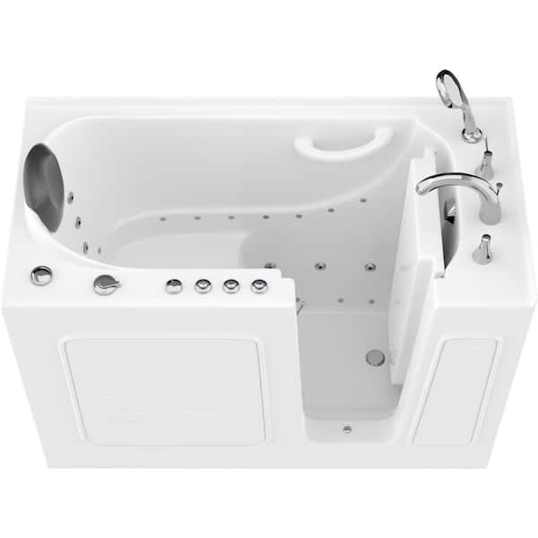 WTHDX Series 26 in. x 53 in. Right Drain Combination Jetted Walk-in Bathtub in White with Fast Fill Faucet Set