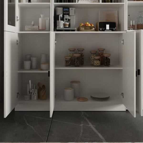 FUFU&GAGA 15.8 in. W x 11.5 in. D x 70.9 in H White Wood Quick Assemble Base Kitchen Cabinet with 2 Doors