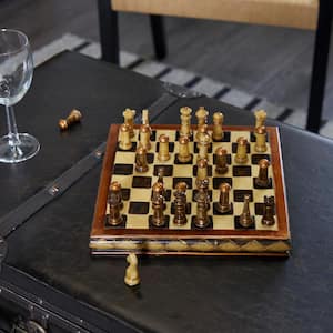 Brown Polystone Chess Game Set