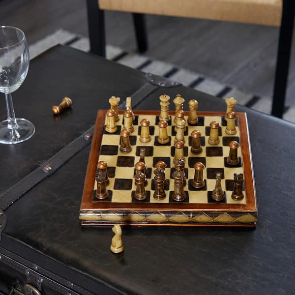 Litton Lane Brown Polystone Chess Game Set