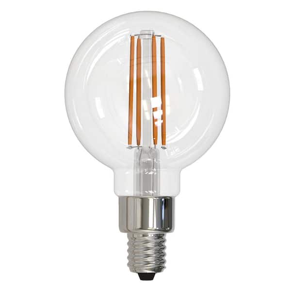 Bulbrite 40-Watt Equivalent G16 Clear Dimmable Edison Clear LED Light Bulb with (E12) Candelabra Screw Base, 3000K (3-Pack)
