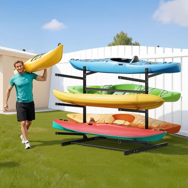 Kayak Storage Rack for 6-Kayaks, Heavy Duty Freestanding Stand Garage Shed Dock, Holds 400 lbs. 2025 Update